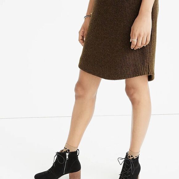 Madewell Curvey Hem Sweater dress - knit grey wool blend - size Large - Picture 4 of 8